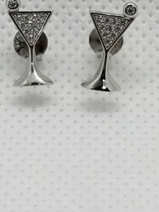 Jewelry - Brand New Sterling Silver 925 Martini Glass Design Earrings